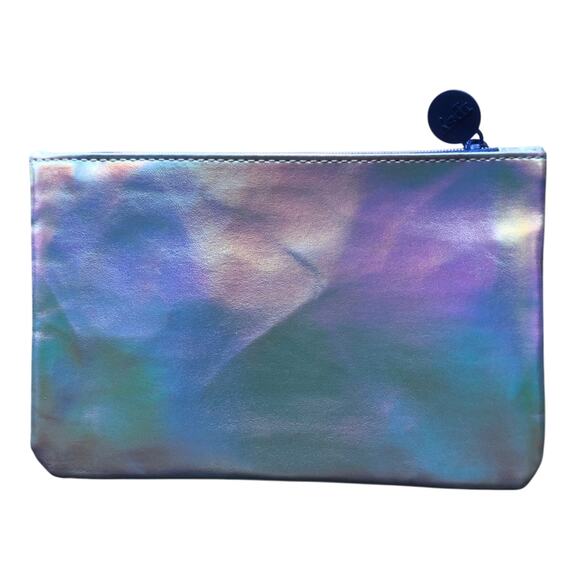 Ipsy July 2016 Silver Iridescent Blue Beach Umbrella Zipper Make-Up Cosmetic Bag - Picture 3 of 6